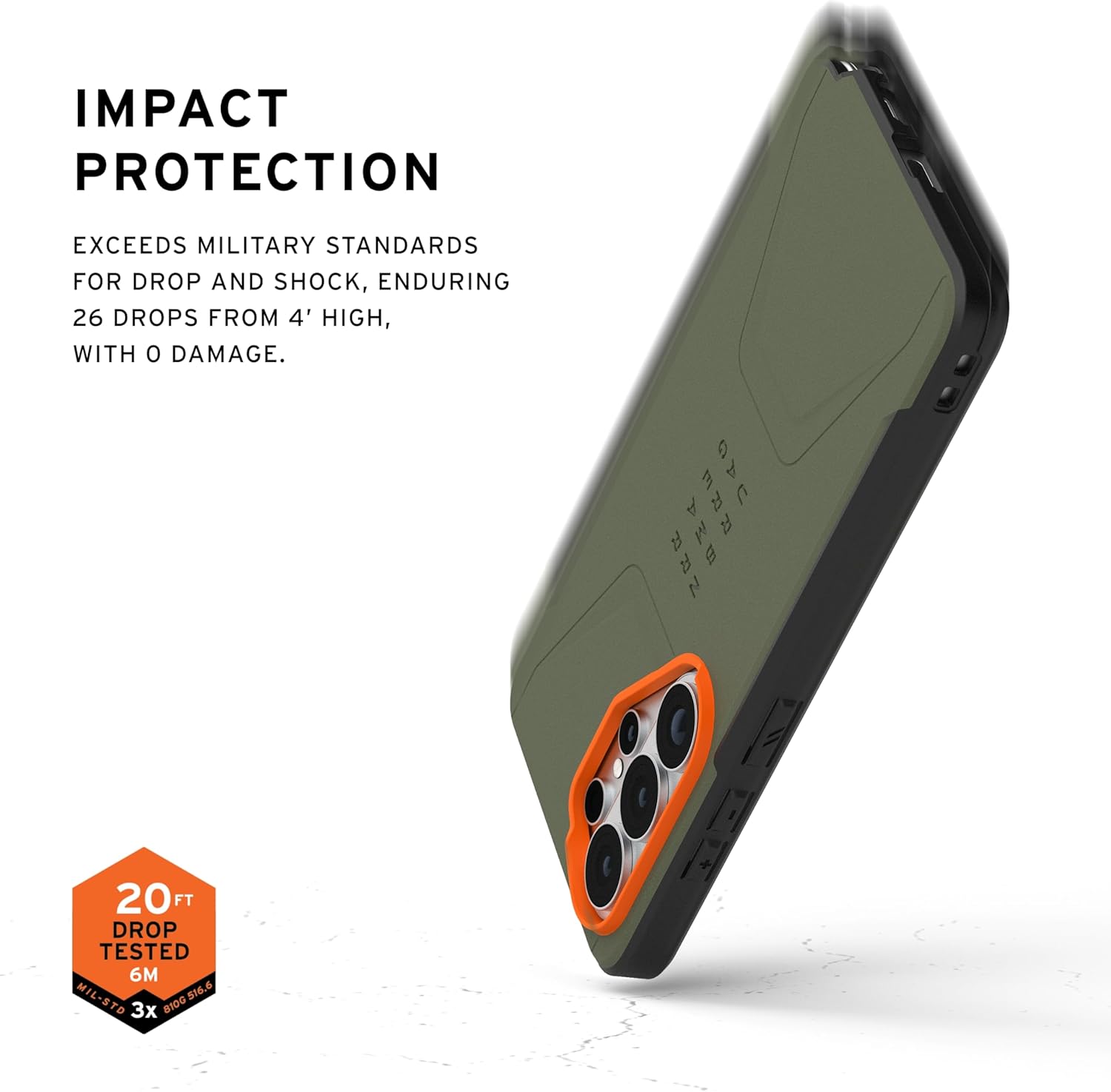 URBAN ARMOR GEAR UAG for Samsung Galaxy S26 Ultra Case 6.9" Civilian - Magnetic Charging Compatible Rugged Military Drop Tested Protective Cover, Olive Drab/Orange