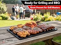 Vista 6 de Thirteen Chefs Tabla de cortar extra grande de 30 x 18 para pescado, carne, barbacoa, plástico negro de 1/2 pulgada de grosor, polietileno HDPP