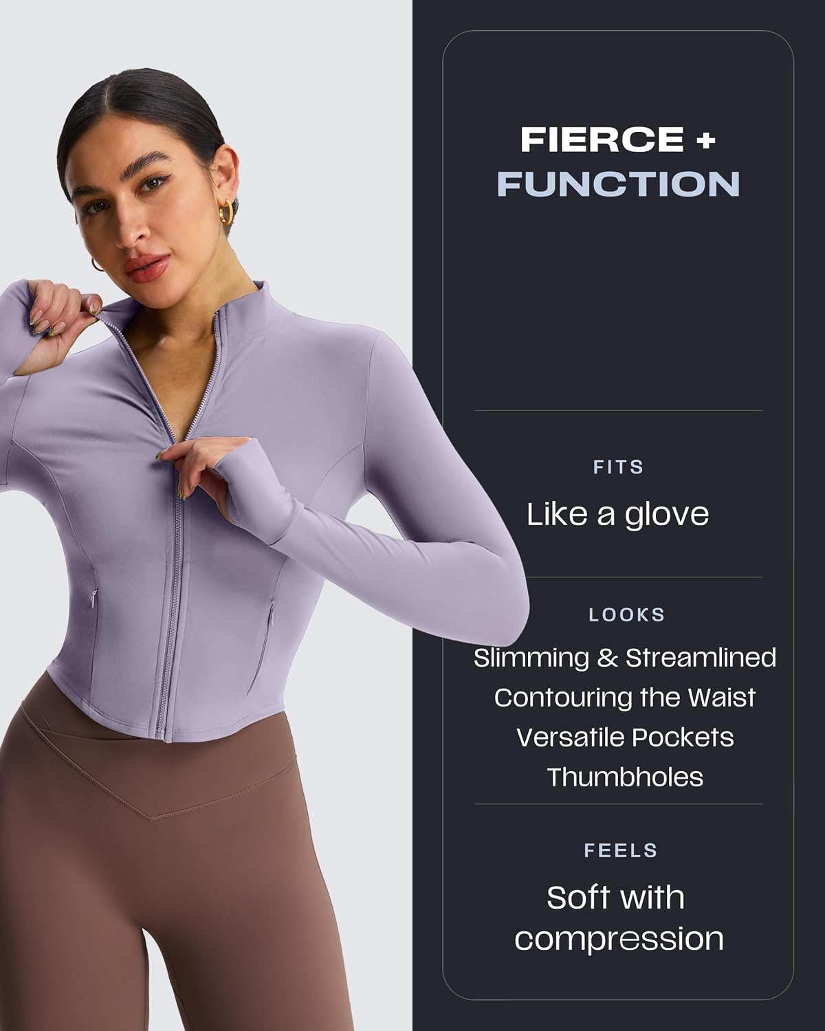 Aoxjox Women's Geo Full Zip Velura Jacket Workout Buttery Soft PlushFlex™ Long Sleeve Thumbhole with Pocket Cardigan