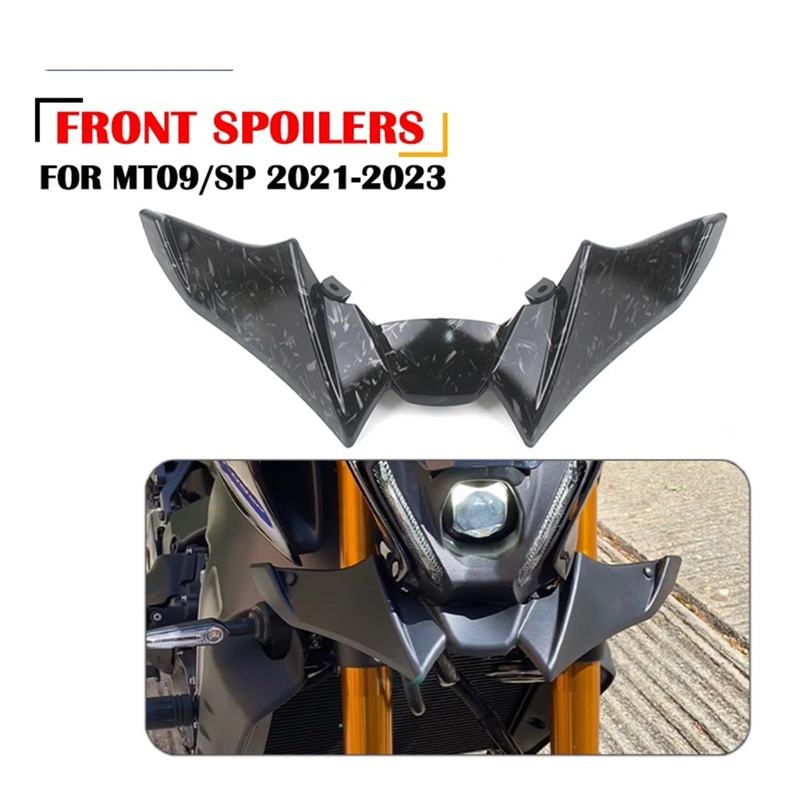 Front Bumper Splitter dachowy Pasuje do YAMAHA MT 09 MT-09 2021 2022 2023 MT09 SP Naked Front Spoiler Winglet Aerodynamic Wing Kit