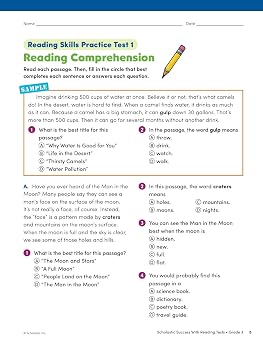 Scholastic Success with Reading Tests Grade 3 Workbook
