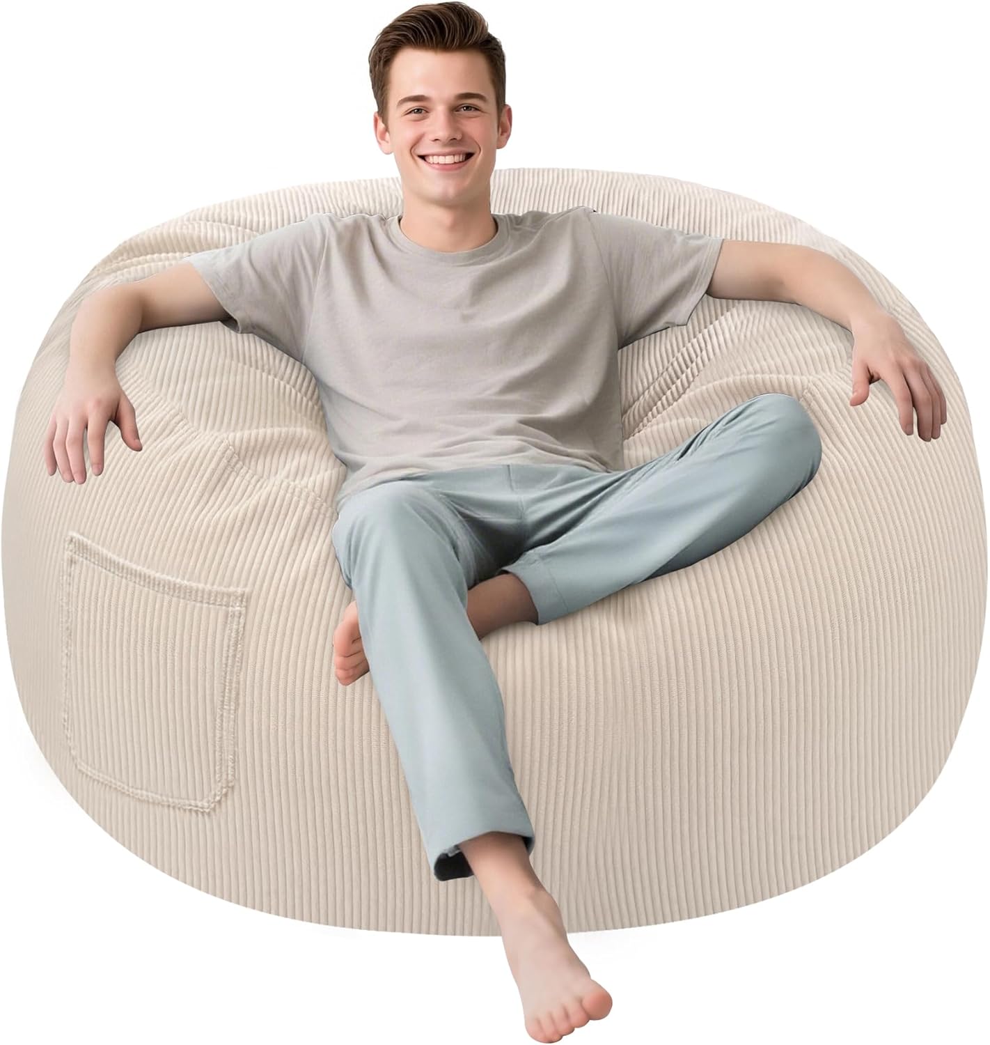 Jorbest Dinosaur Bean Bag Chair for Kids Teens and Adults, Memory Foam Bean Bag Chairs with Removable Velvet Bean Bag Cover, Soft Beanbag Lounger Sofa Bean Bag Couch with Filler for Reading, X-Large