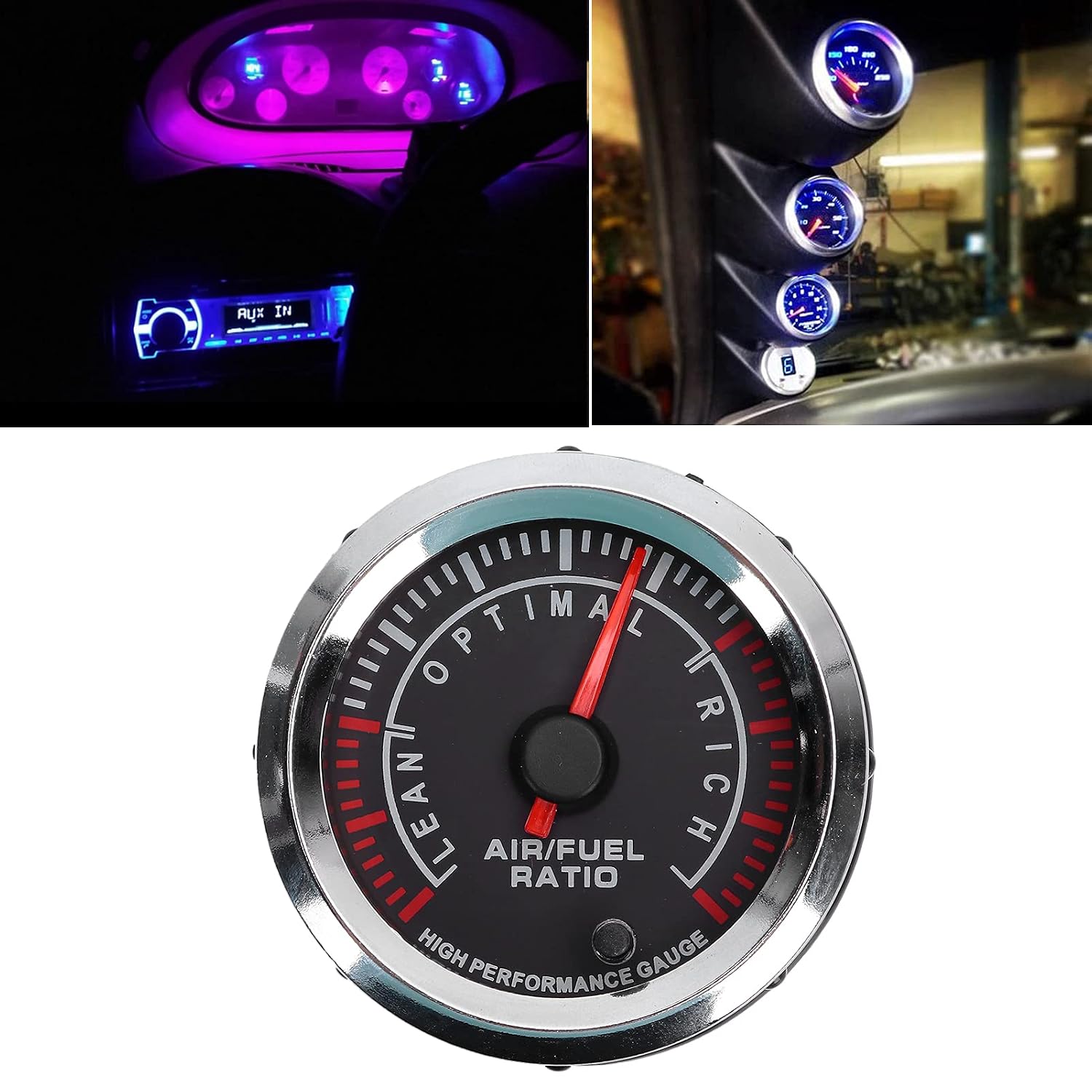 Fuel Gauge, Wideband O2 Sensor Kit, Plastic Digital LED Display Air Fuel Ratio Gauge Air Fuel Ratio Tuning with User Manual for Engineer Car