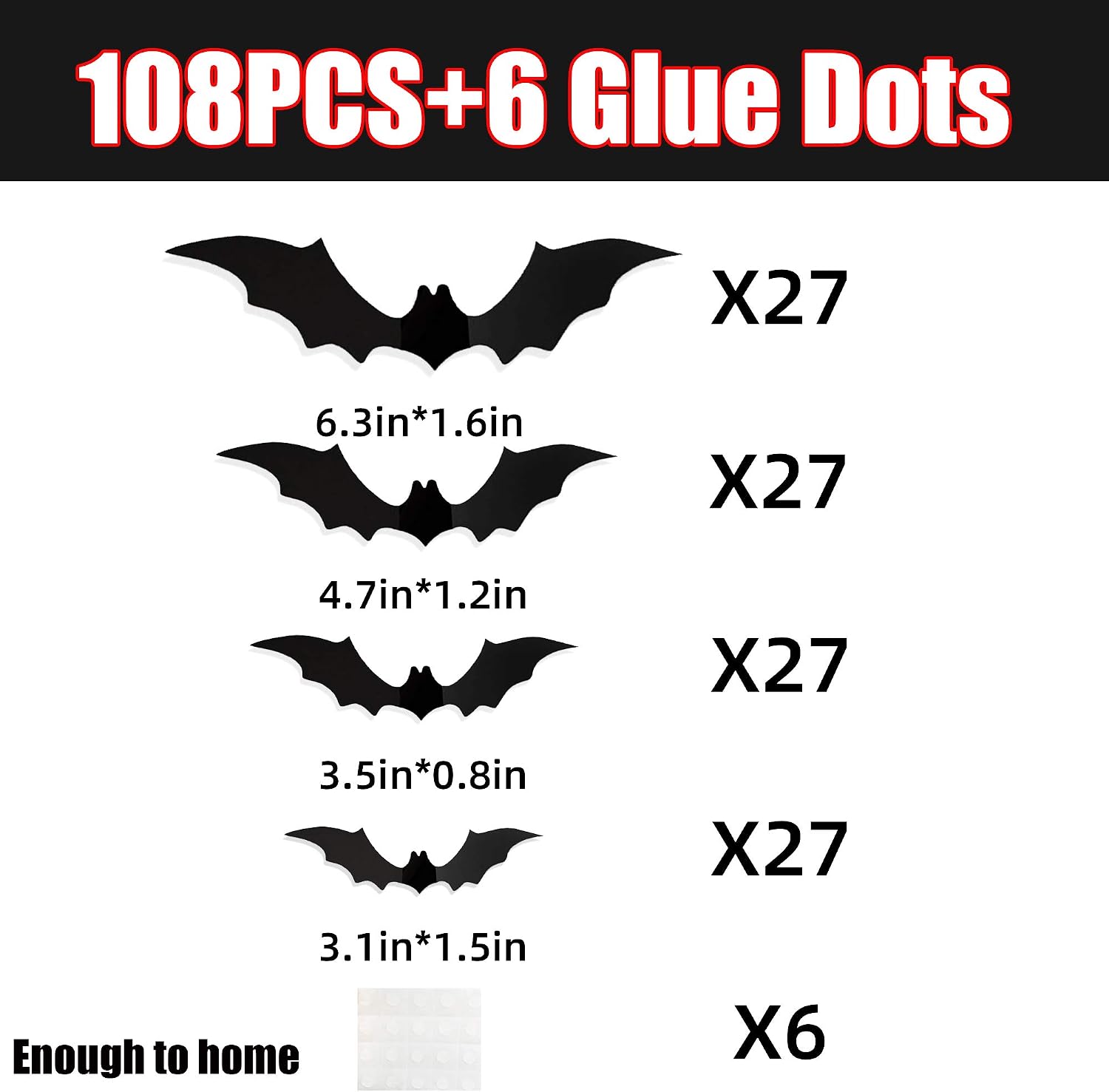 Funnlot 108PCS Bats Halloween Bats 3D Bats Decorations Bats Decor Bats Halloween Decorations Halloween Bat Wall Decor Plastic Bats for Halloween Office Decorations Home Wall