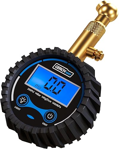 Miniatura 10 de Medidor de presión de neumáticos para automóviles - Números de esfera grandes y portabrocas giratorio de 360°, manómetro de presión de aire preciso