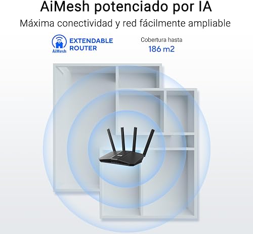 ASUS RT-BE58U BE3600 WiFi 7 AiMesh Extendable Router, 4K QAM, MLO, AI Detection 2.5G WAN/LAN port, Four 1G ports, Commercial Grade Network Security, Parental Control, IoT network, VPN network - 4