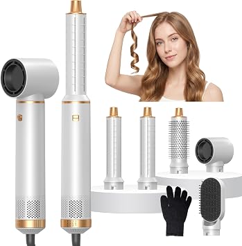 Airbrush Hair Styler, Air Brush 5 in 1 with Curl Straighten, Volumise, Smooth and Drying for Styling, Airbrush 5 in 1 Hot Air Styler for All Hair Type/Length
