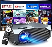 Vista 1 de [Compatible con Netflix/alto brillo] Proyector inteligente con WiFi 6 y Bluetooth 5.3, proyector de películas para exteriores 4K con Prime