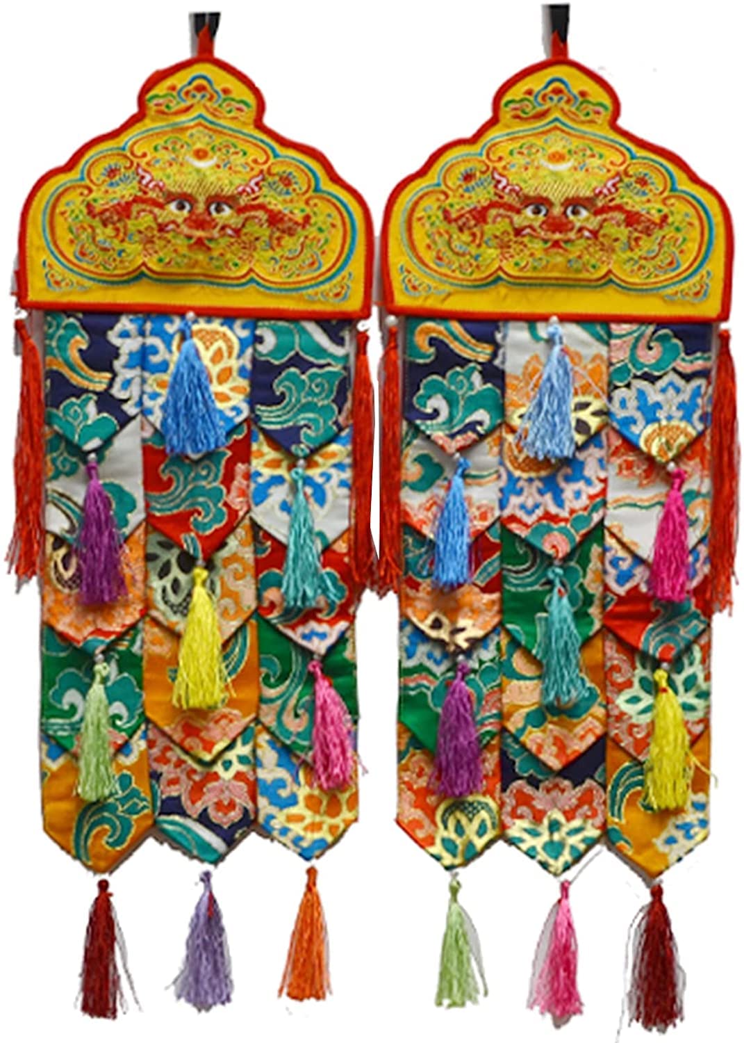Drapeaux de prière tibétains avec lotus doré pour décoration de jardin
