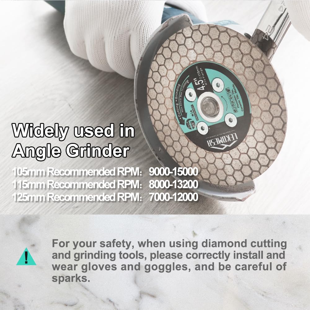Diamond Blade for Angle Grinder 4.5 Inch (115mm) – Tile Cutting Disc & Tile Grinder Blade, Double-Sided Diamond Cutting Wheel for Porcelain, Ceramic, Marble, Granite, 5/8"-11 Thread