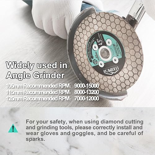 Miniatura 5 de Disco de corte de diamante de 4.5 pulgadas4.528 in, rueda de corte de hoja de sierra de azulejos, discos de diamante de doble cara para cortar