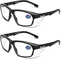 Vista 28 de ProtectX Anteojos de seguridad clásicos, lentes antivaho resistentes a los arañazos, gafas protectoras para el trabajo, interior/exterior, ANSI Z87.1
