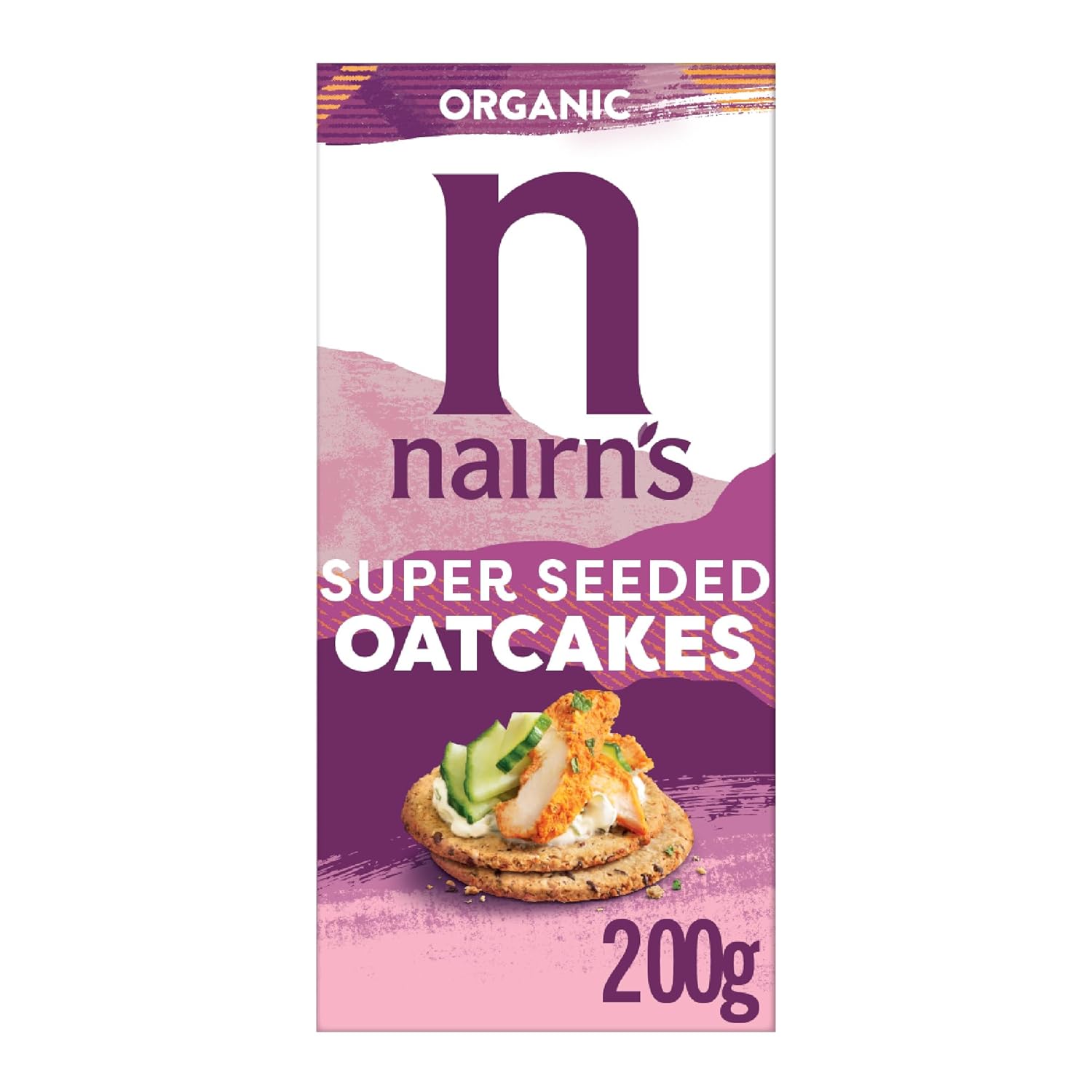 Nairn's Super Seeded Organic Oatcakes - Organic Snacks - Flaxseed, Chia Seed and Sunflower Seeds - Healthy Snacks - Source of Protein - Made with Wholegrain Oats - High in Fibre - 8 x 200g