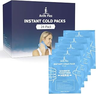 Arctic Flex Instant Ice Packs - Single Use Instant Cold Pack for Injuries, Swelling, Pain Relief, Inflammation - First Aid Disposable Cold Compress for Athletes, Travel, Outdoors, 24 Pack 5” x 6”
