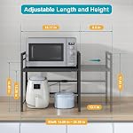 DOLALIKE Micro-ondes Rack extensible Micro-onde Stand comptoir Ustensiles de cuisine Entreposage de la vaisselle Acier au carbone sur micro-ondes plateau comptoir avec 3 Crochets