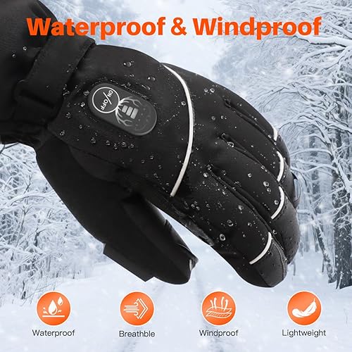 Miniatura 4 de Guantes térmicos eléctricos para hombres y mujeres, impermeables y resistentes al viento, guantes de esquí recargables con pantalla táctil, tres