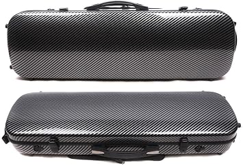 4/4 Full Size Violin Case Carbon Fiber Rectangular Code Lock Violin Box Lightweight Light Color Case with Strong Strap Violin Bag (Black)