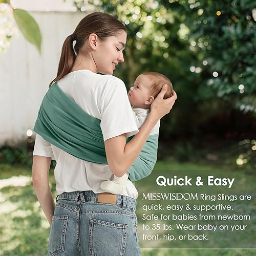 Miniatura 3 de Arnés para bebé de 7-35 libras, portabebés para recién nacidos, niños pequeños, soporte para bebés, envolturas ligeras para portabebés, color verde