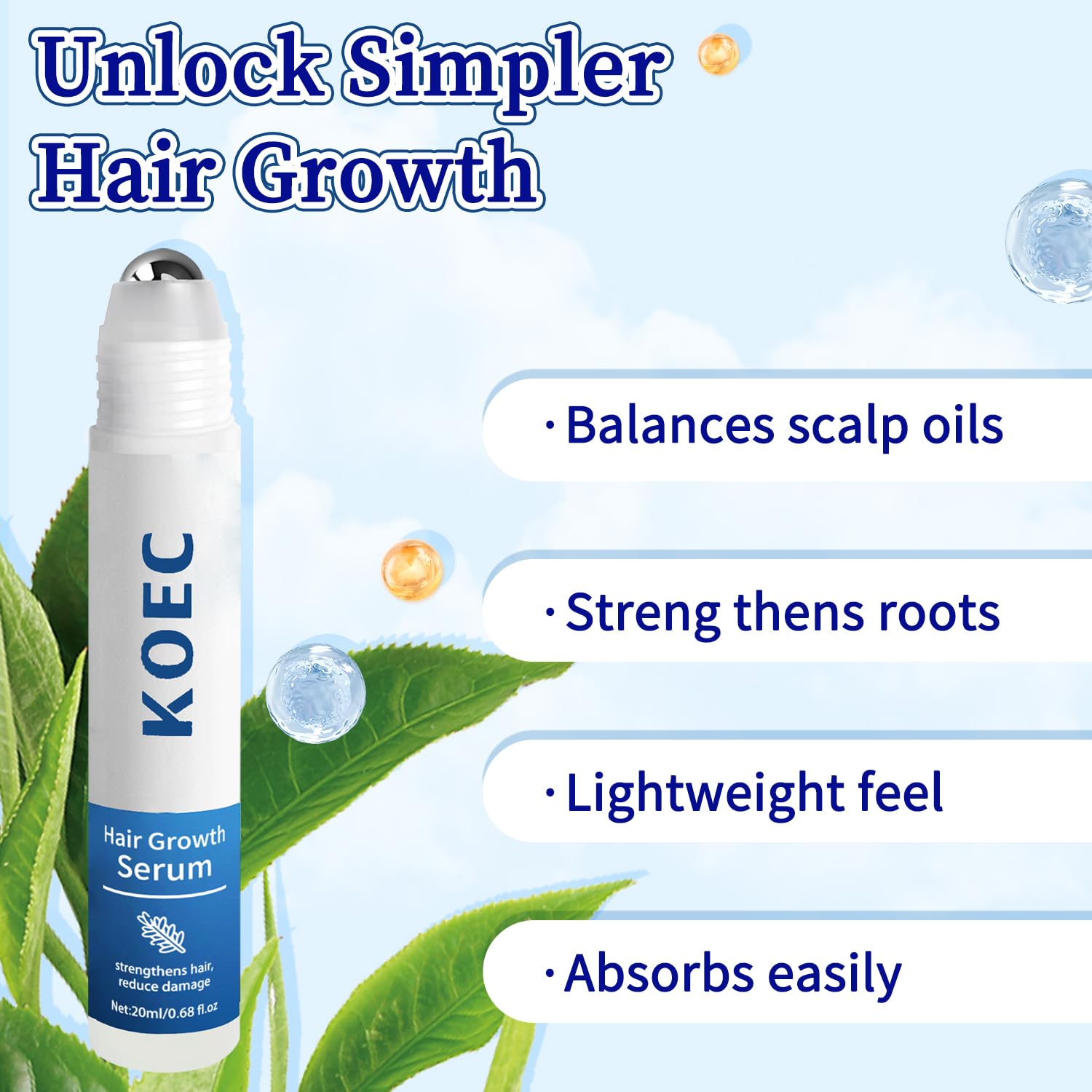 Hair Growth Serum Roll On for Men & Women - Advanced Scalp Treatment with Redensyl & Natural Extracts - Reduces Hair Fall & Thinning - Non-Greasy, Nourishing Formula for Healthier Hair (01) - Image 4