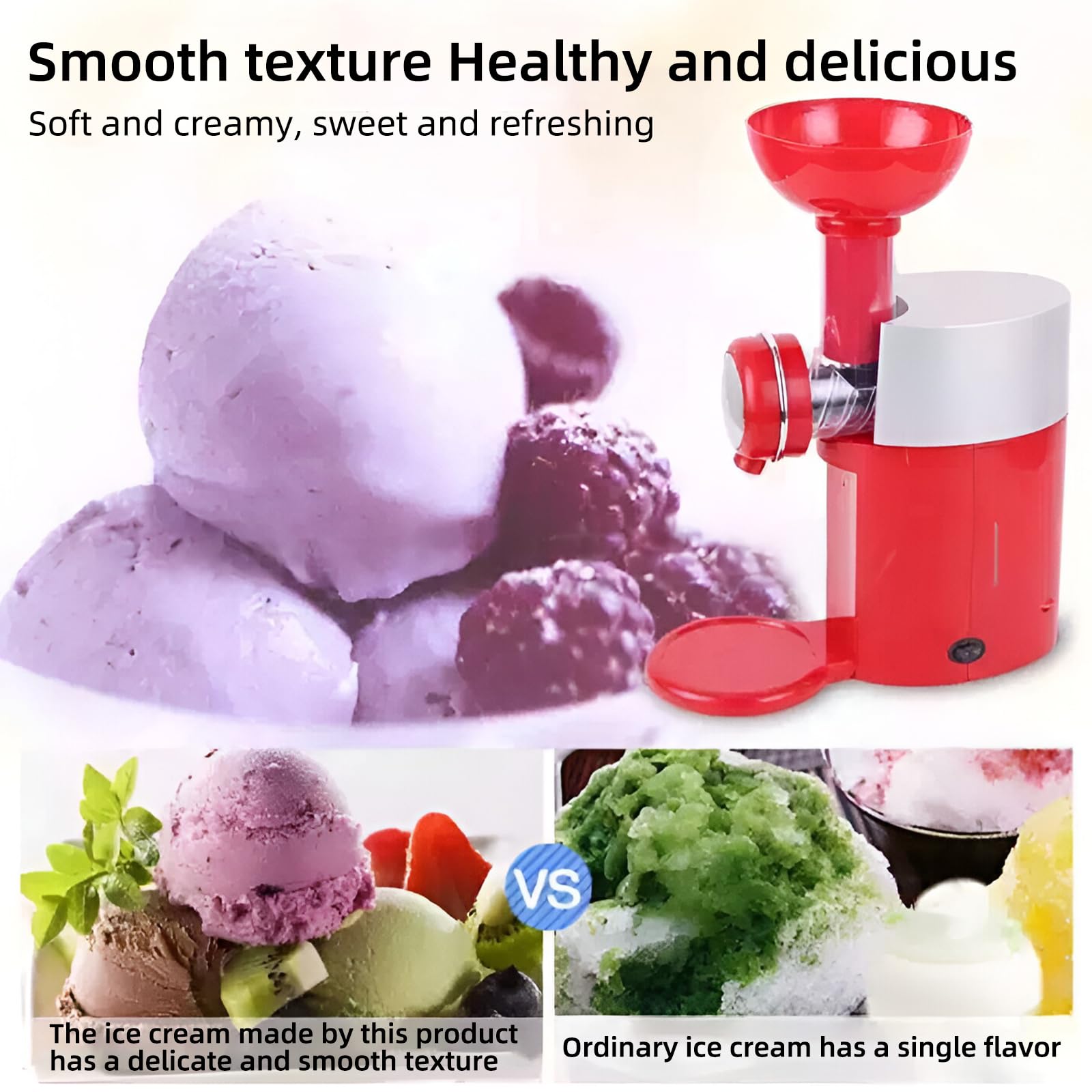 3in1 Eismaschine,Gefrorene Getränkemaschine,Mini-Slush-Dessertmaschine,Ice Maker für Frozen Joghurt,Gefrierbehälter 1000 ml, Abnehmbarer Rührflügel für fruits,yogurt,vegetables (weiß)