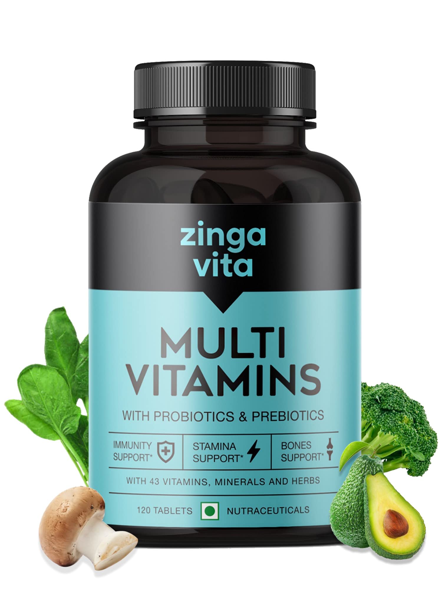 Buy Zingavita Multivitamin Tablets 120 Count, With 100 RDA of