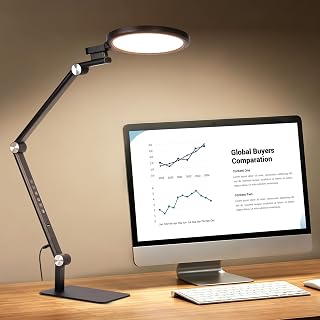 aurogeek LED Schreibtischlampe Augenschutz Dimmbar, Tageslicht Bürolampe