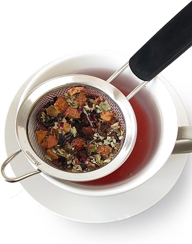 Miniatura 7 de Makerstep Colador de malla pequeño de 3.4 pulgadas, acero inoxidable, tamiz de malla con mango aislado, tamiz para arroz, quinua, café y té