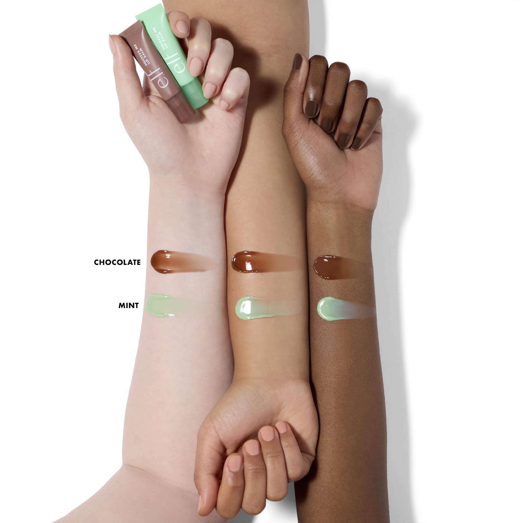 e.l.f. Squeeze Me More Lip Balm Duo, balsamo labbra idratante per un tocco di colore sheer, arricchito con acido ialuronico, prodotto vegano e non testato sugli animali, MINT/CHOCOLATE