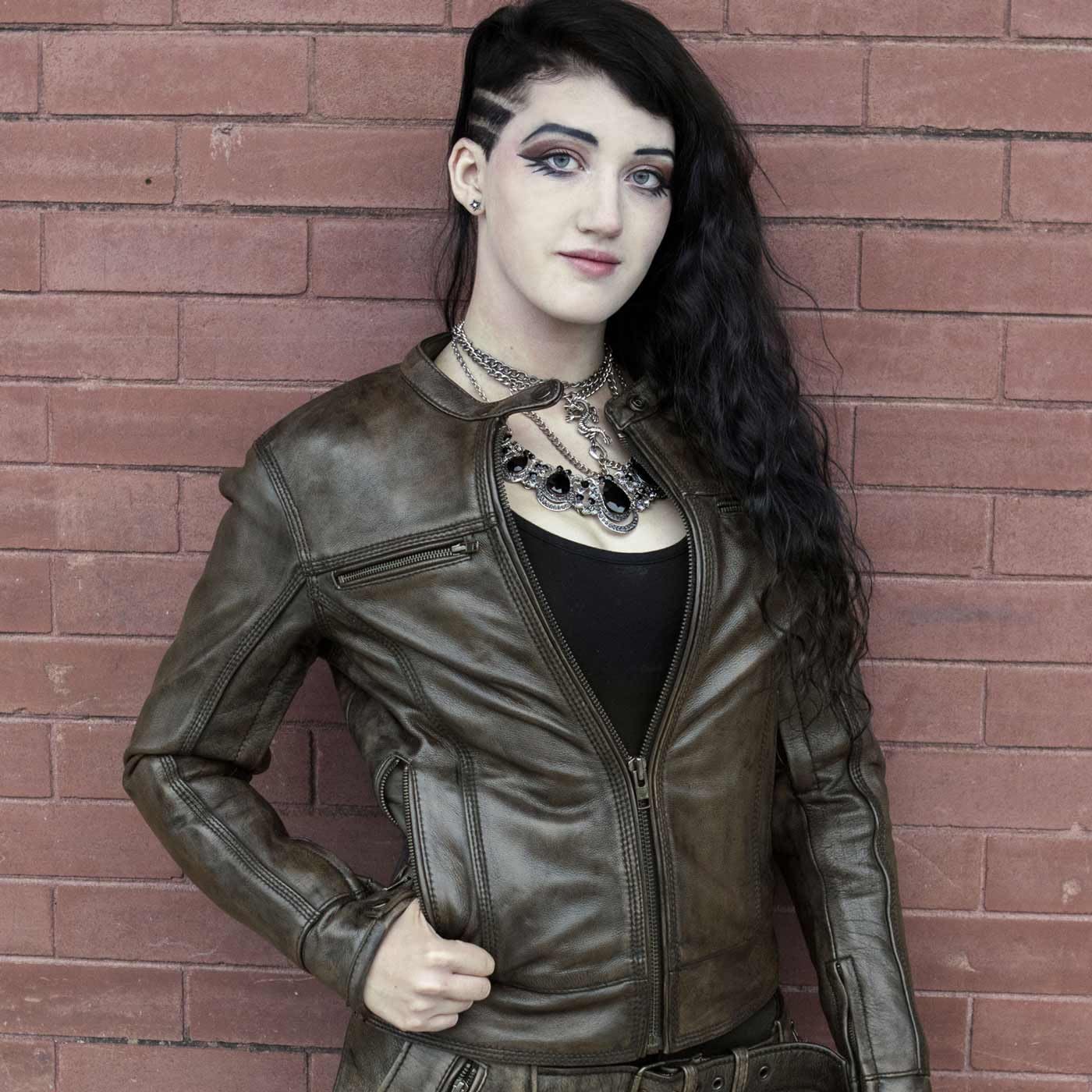 Milwaukee Leather MLL2550 Womens Scooter Distressed Brown Leather Vented Motorcycle Jacket — view 6