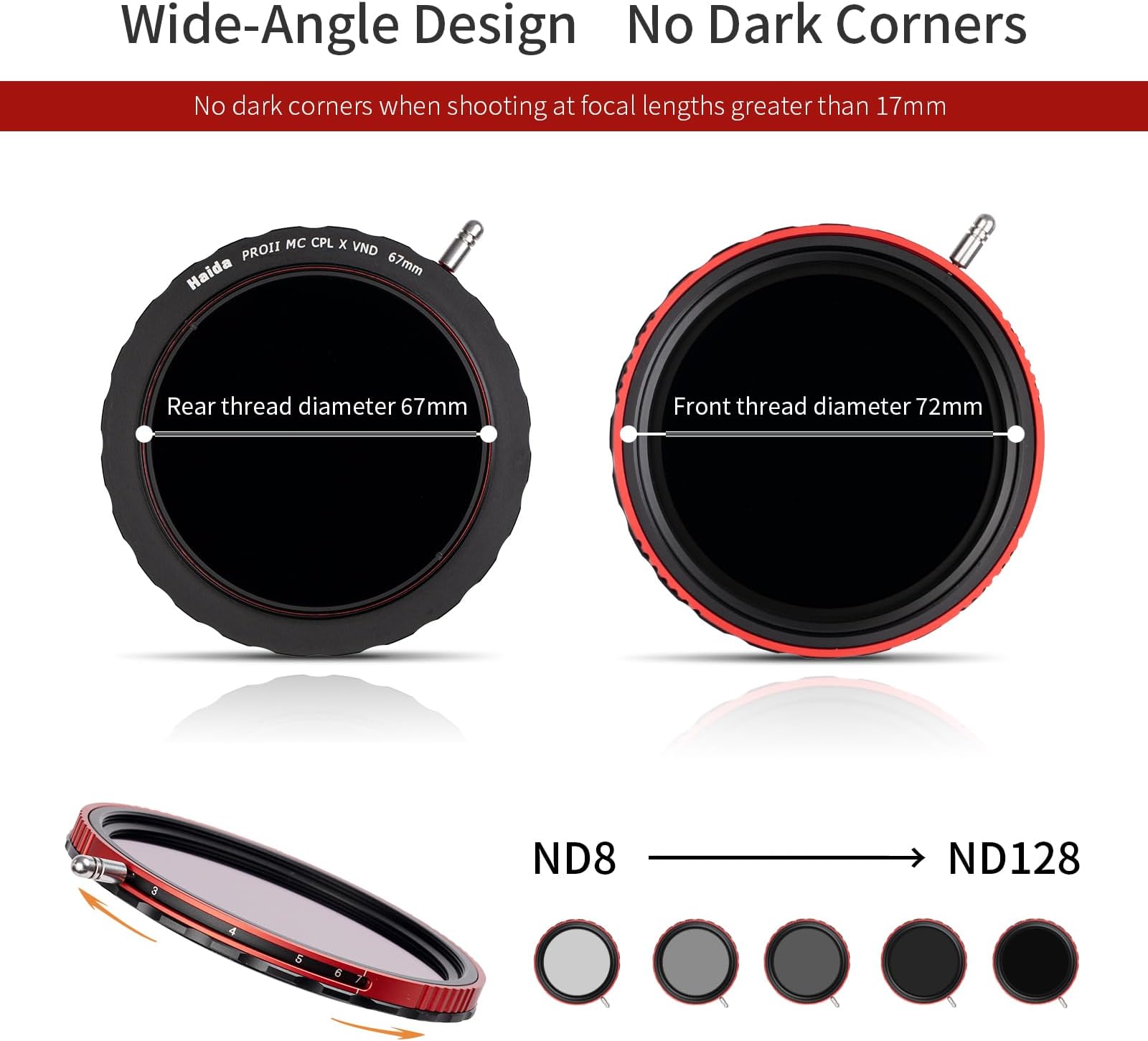 Haida Filter for Camera Pro II Multi-Coating Circular Polarizer + Variable Neutral Density SLR Camera Lens Filter Waterproof Scratch Resistant Nano-Coating CPL + VND Filter 77mm(2 in 1)