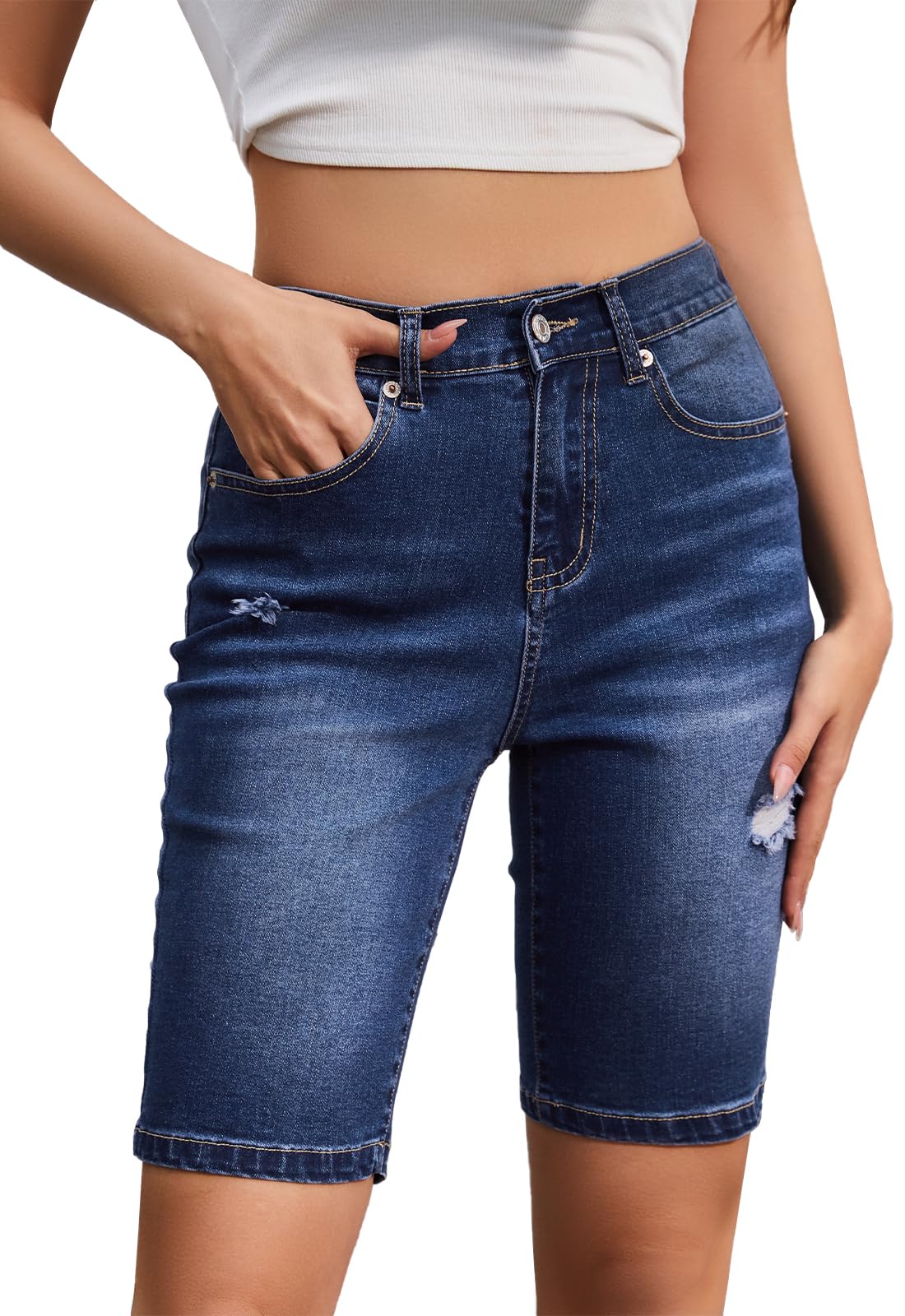 Alaster Queen Bermuda da donna, in denim, pantaloncini da donna