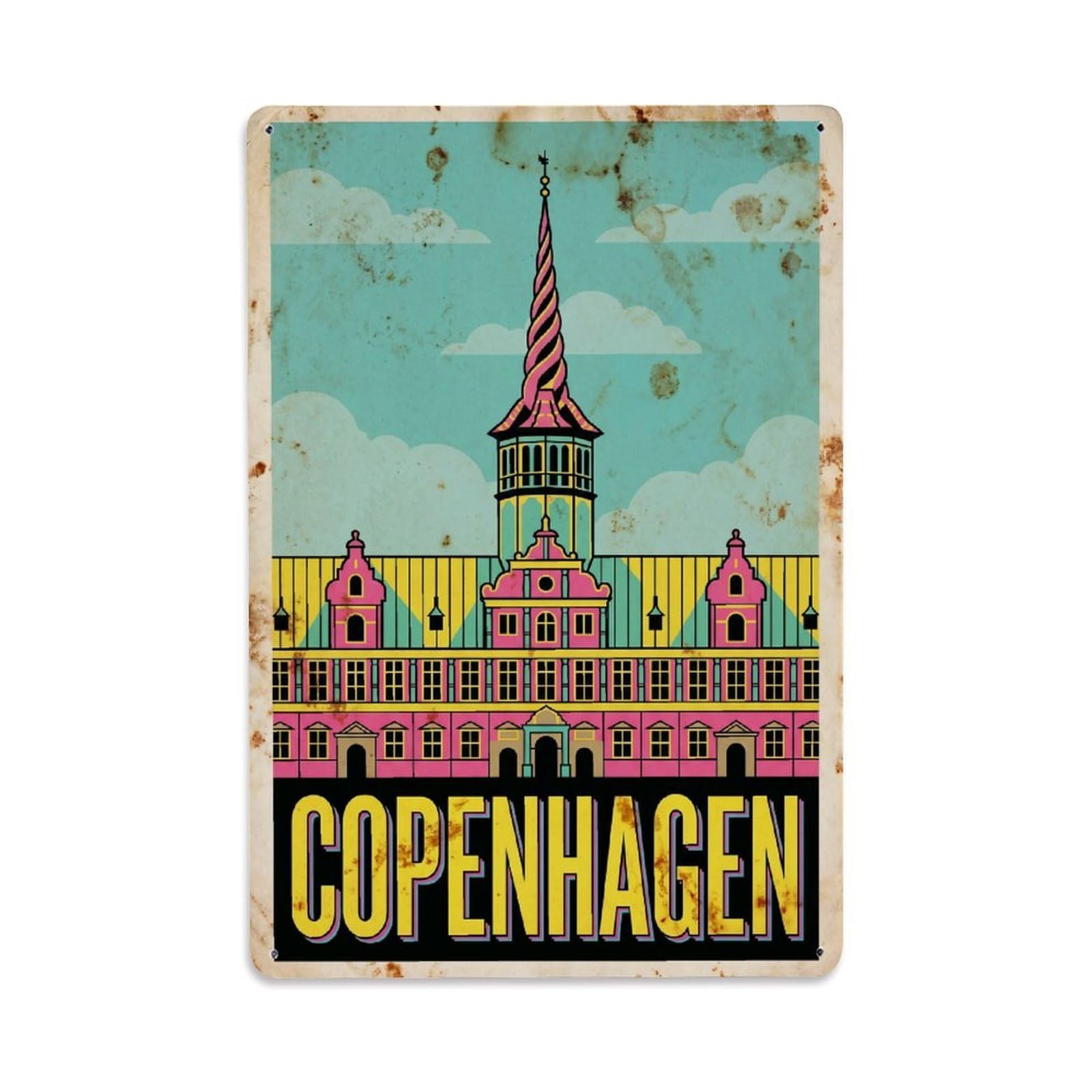 Este 8X12inch Style Vintage Travel Copenhagen Denmark Actual Metal Tin Sign