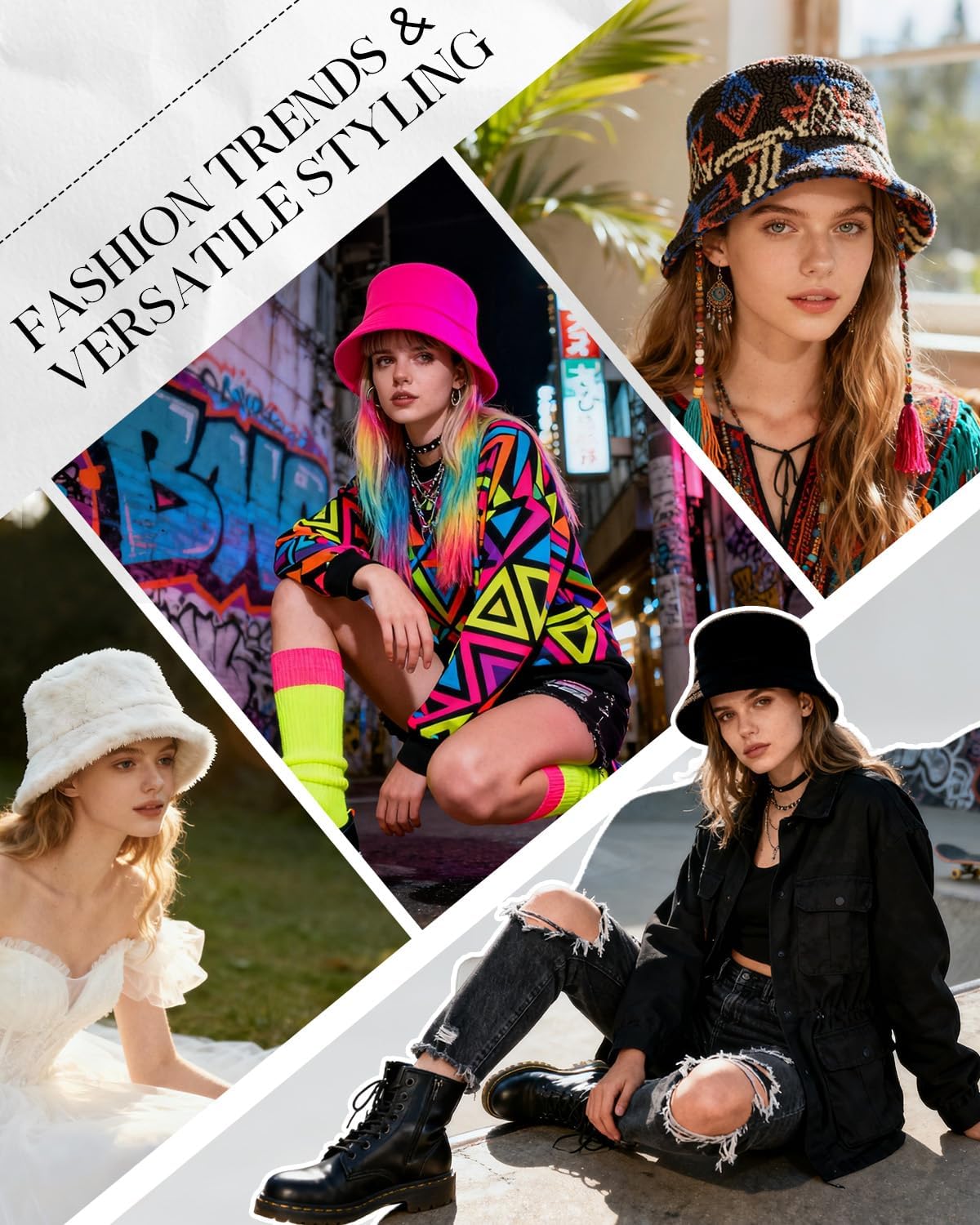 Century Star Fuzzy Bucket Hat for Women Winter Warm Furry Fur Fluffy Fisherman Cap Men Faux Fur Soft Cute Bucket Hat - Image 4