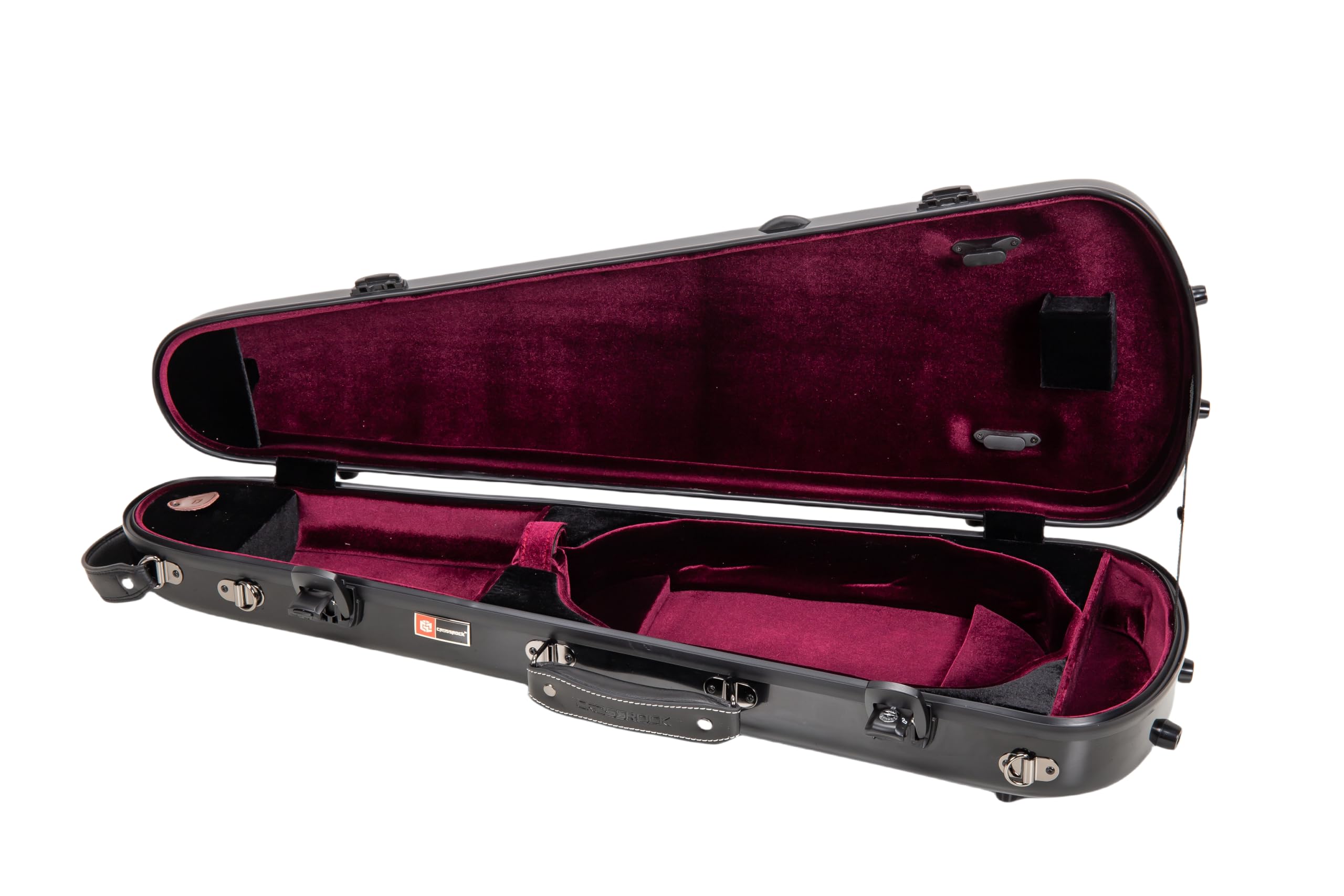 Crossrock Estuche de violín de Fibra de Vidrio con Forma para tamaño 4/4 | Cerradura TSA, Correas de Mochila, Manta de Terciopelo, Almacenamiento Integrado