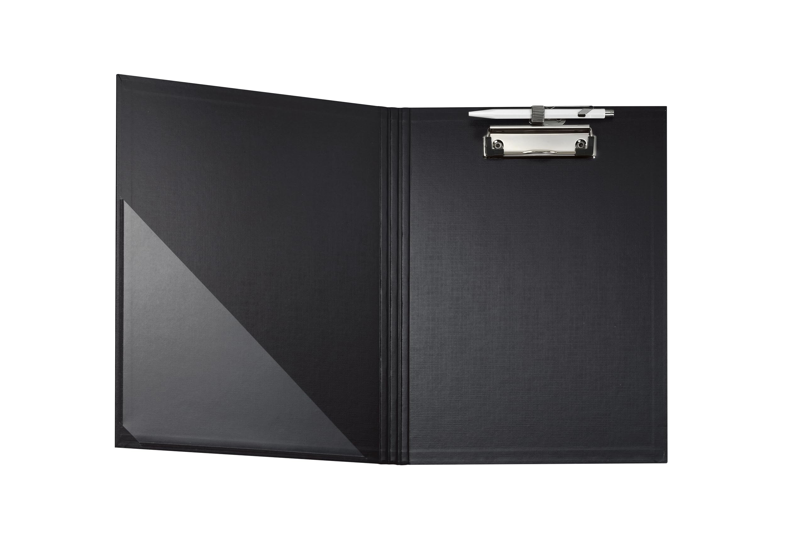 Exacompta - Réf. 18291E - Porte-​bloc à pince avec rabat - Support pour stylo - Pochette plastique en angle - Dimensions : 23 x 32 cm pour document format A4 - Coloris noir