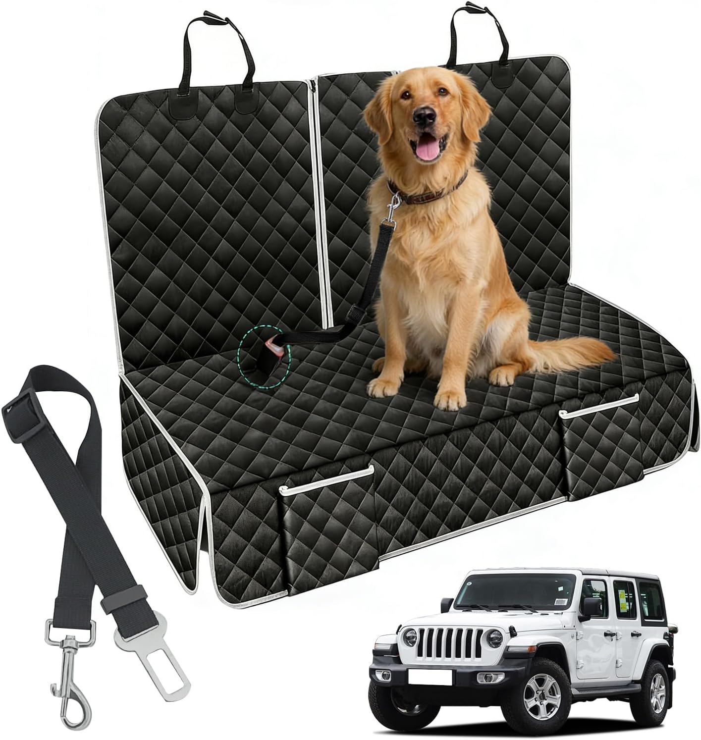 Erivis Dog Back Seat Cover for Jeep Rear Seats Waterproof Full Coverage