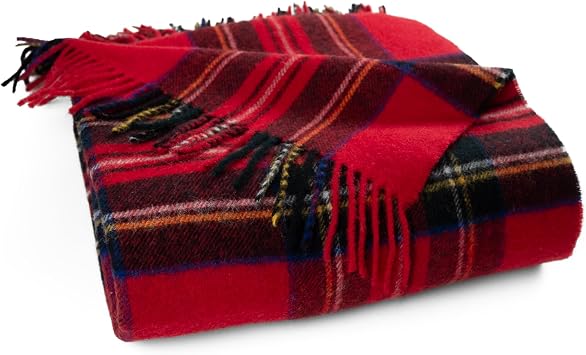 Prince of Scotts Highland Tweed Shetland Drum Wool Throw Royal Stewart