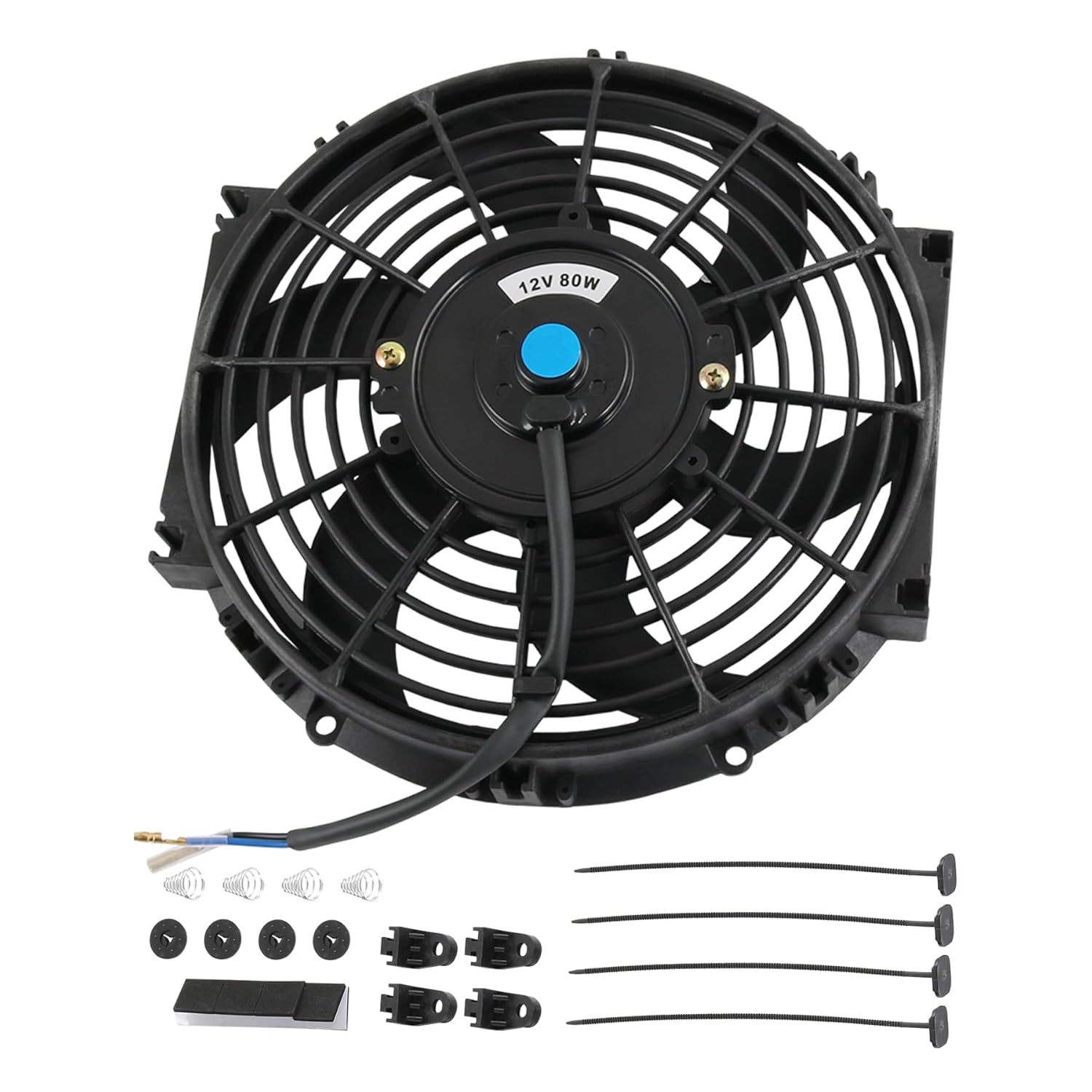 JDMSPEED 10" Slim Electric Radiator Cooling Fan Push Pull 1750CFM Universal 12V 80W High Performance
