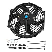 Vista 8 de JDMSPEED Nuevo ventilador universal delgado de 14" de empuje eléctrico para radiador, 12V, kit rojo