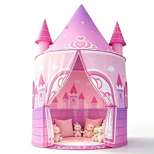 Skirfy Toy Princess Tent Girls, Kids Castle Play Tent, Large Indoor Playhouse, 64.2" H
