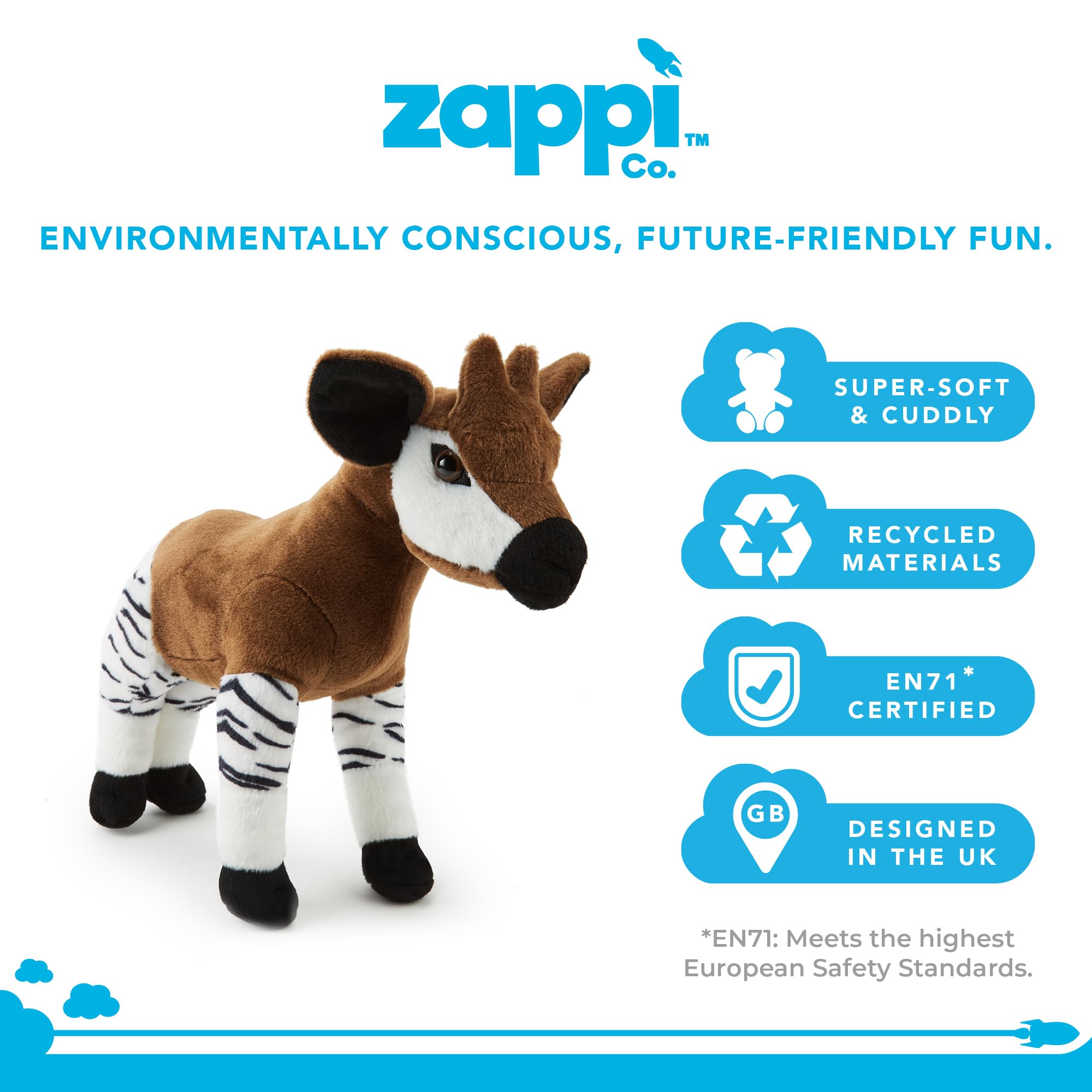 Zappi Co Okapi Plush Toy (35cm) - Unique, Cuddly Safari Toy, Eco-Friendly, Fascinating for Curious Kids Made from Recycled Material - Image 3