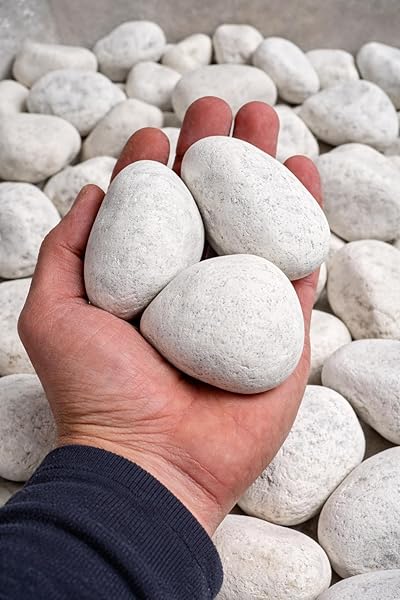 Piedra de marmol premium Canto rodado 60-100 mm Blanco Puro (20 kg) - 3