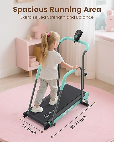 Miniatura 8 de Caminadora para niños, equipo de entrenamiento, almohadilla para caminar para niños con barra de mango de hasta 165 libras de capacidad, cintas de