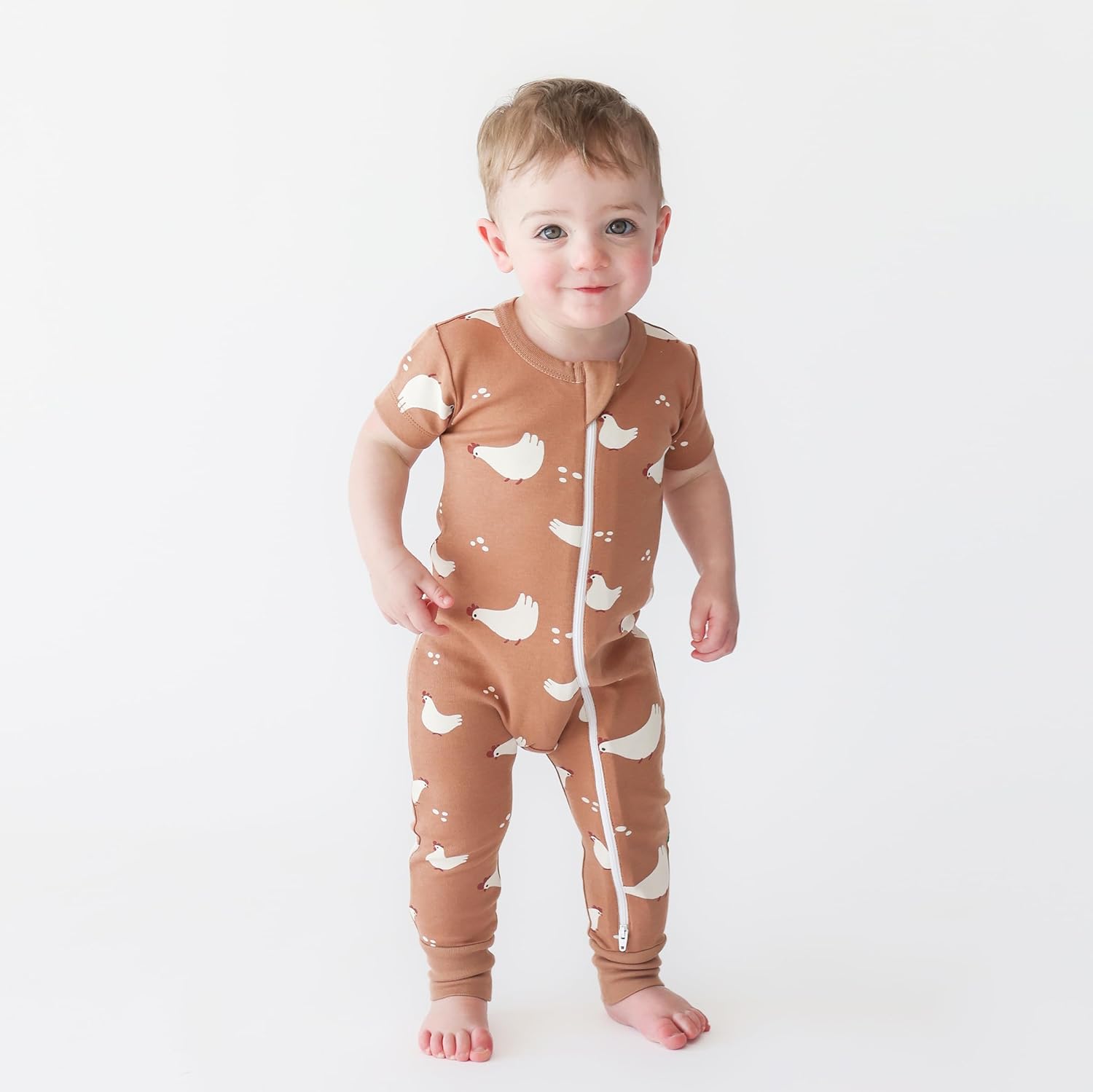 PARADE Organic Signature Print '2-Way' Zip Romper - Short Sleeve