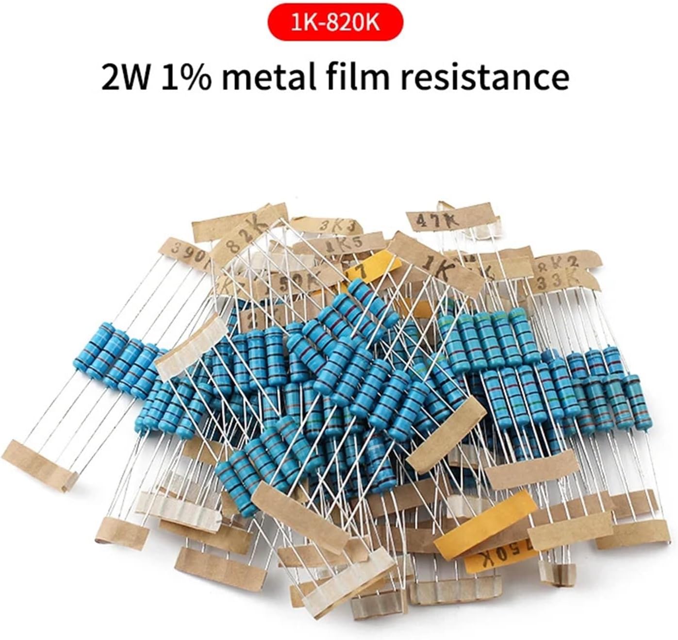 300pcs/150pcs 30 Value Metal Film Resistor Pack Set 1% dip resistors 0.5W 1W 2W 3W DIY Electronic kit (0.1 ohm ~750 ohm)(0.5W - 300pcs)