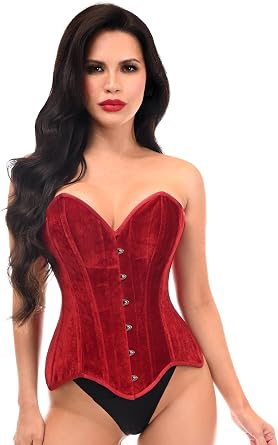 Daisy corsets Womens Daisy Corsets Top Drawer Dark Velvet Steel Boned Overbust Corset