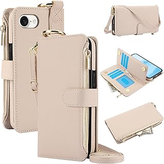 iPhone 16e ケース 手帳型 アイフォン16e ケース 手帳型 斜めがけ 肩掛け ストラップ付き iPhone 16e 携帯カバー アイフォン 16eケース ショルダー フィンガーリング アイフォン16eスマホケース 財布型 Jajaful いphone 16e手帳型ケース 耐衝撃 スタンド機能 高級レザー カード収納 小銭入れ RFIDブロック機能 グリップテープ オフホワイト