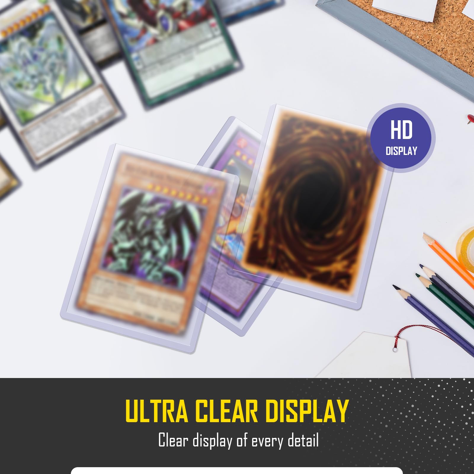 50Pcs Clear Card Sleeves, 35pt Hard Plastic Top Loaders, Trading Card Protectors for MTG/Yugioh Sports Cards (7.6x10cm) - Image 4