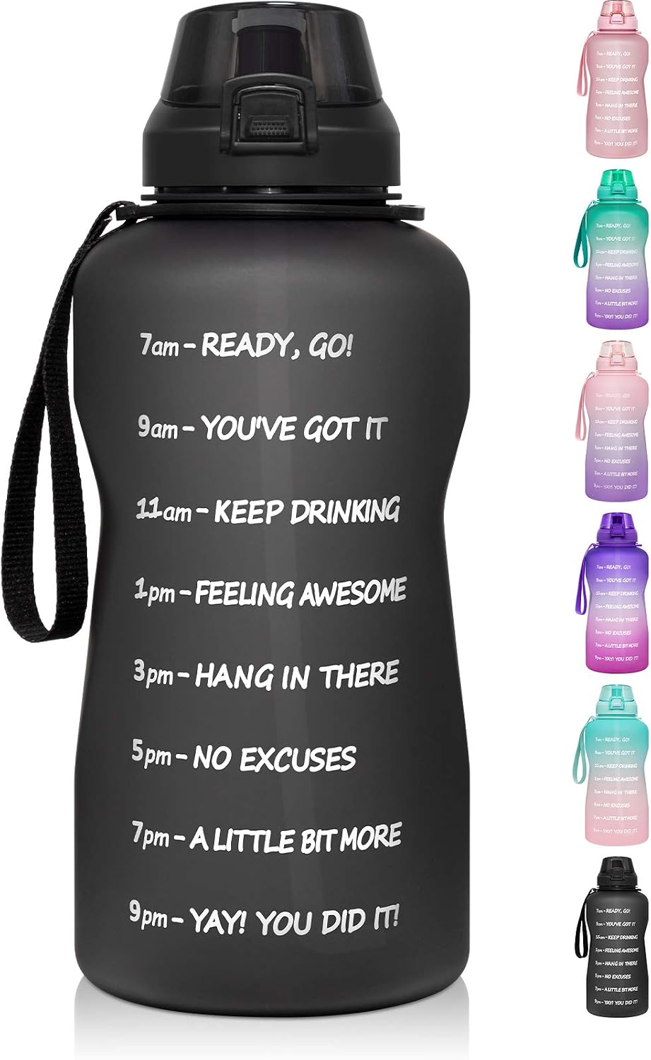 128 oz/1 Gallon Water Bottle with Straw & Time Marker-BPA Free Big Motivational Sports Water Bottle Leakproof Large Tritan Frosted Plastic Gym Huge Water Jug for Women Men to Drink Enough Water Daily