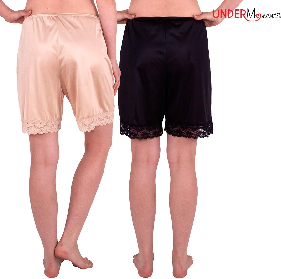 Women's Classic Pettipants Bloomers boxer-Black-Nude -L-2PK